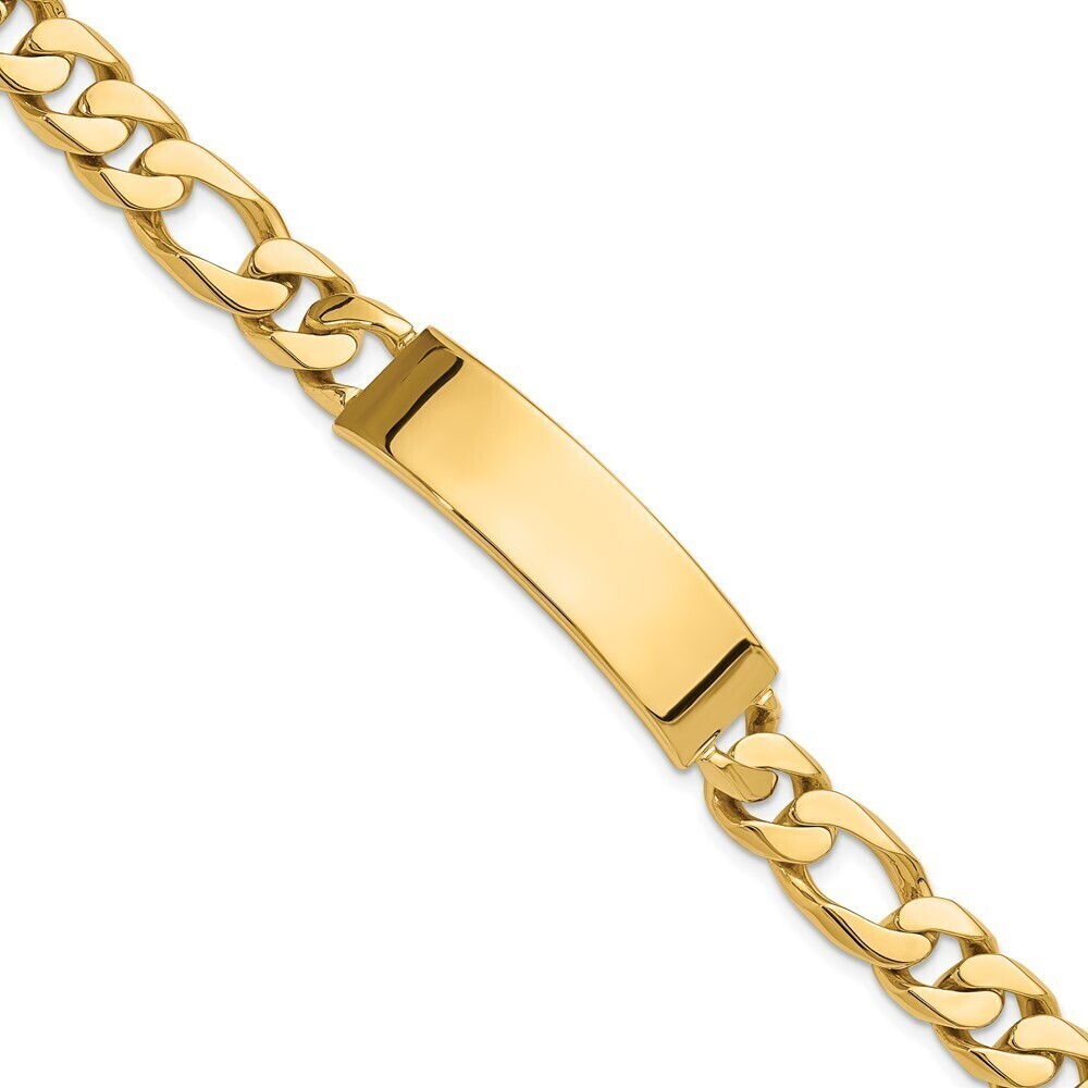 14k Yellow Gold Hand-polished Figaro Link Id Bracelet